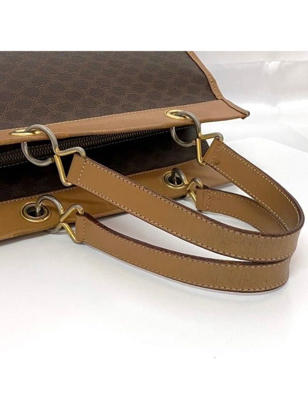 Celine Handbag Brown Macadam Tote Bag Leather - Picture 6 of 10